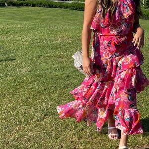 Misa Los Angeles One Shoulder Ruffle Dress